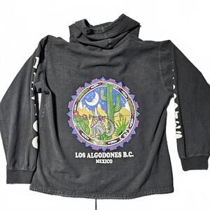Vintage Los Algodones Large Mexico Long Sleeve Full Zip Jacket 90s Coyote Cactus